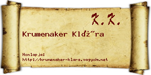 Krumenaker Klára névjegykártya